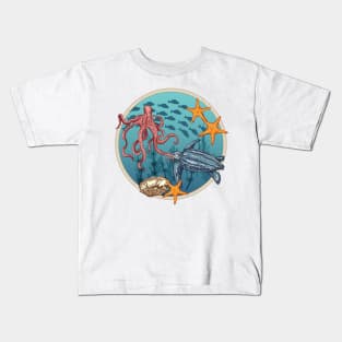 Sea Life Stamp Kids T-Shirt